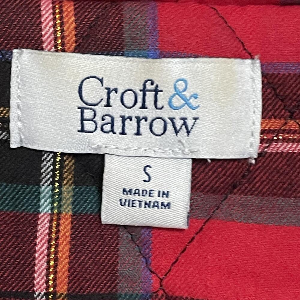 Croft & Barrow Vest Womens S Red Plaid Quilted Padded Insulated Collared - Picture 4 of 9